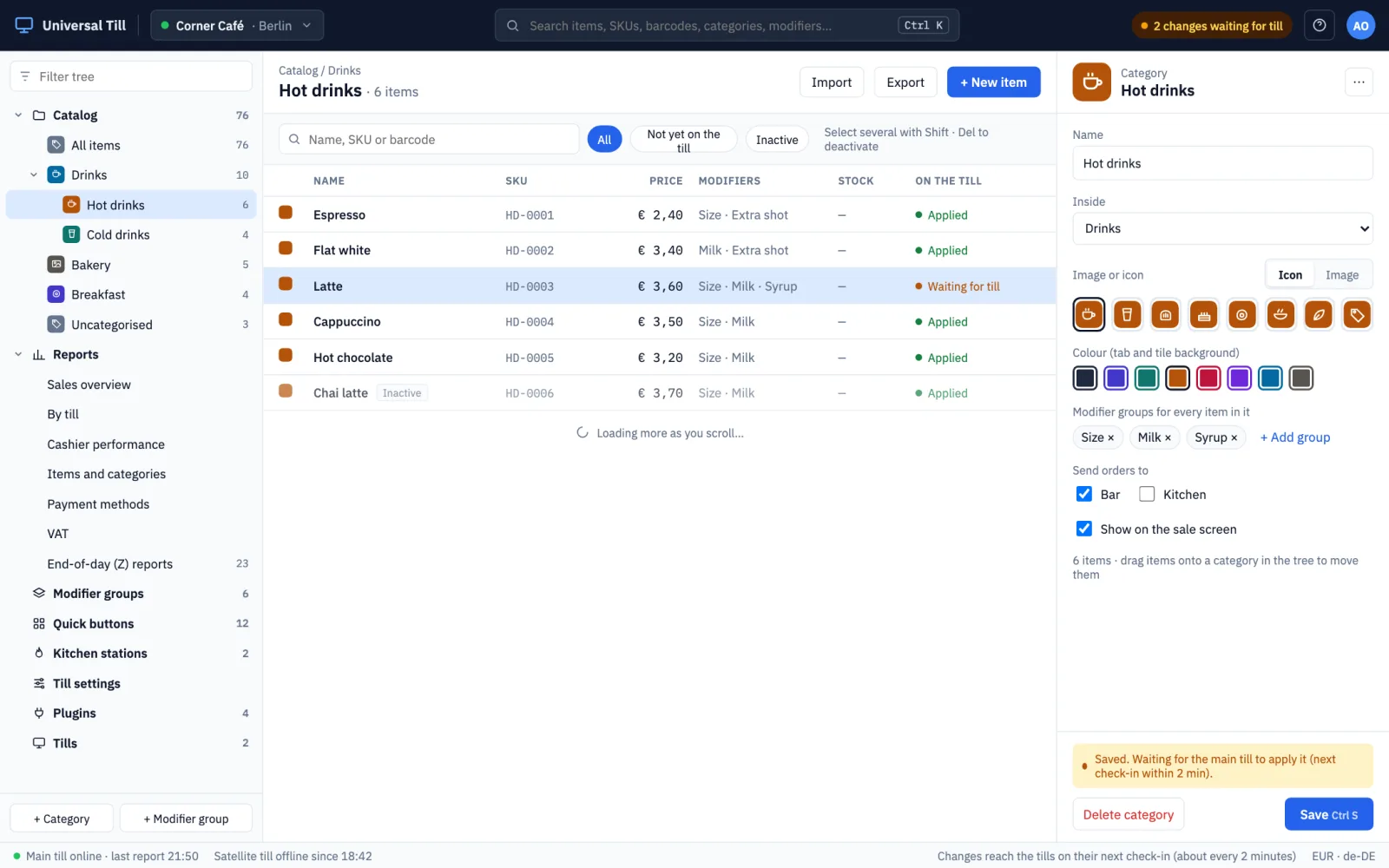 Catalogue and categories
