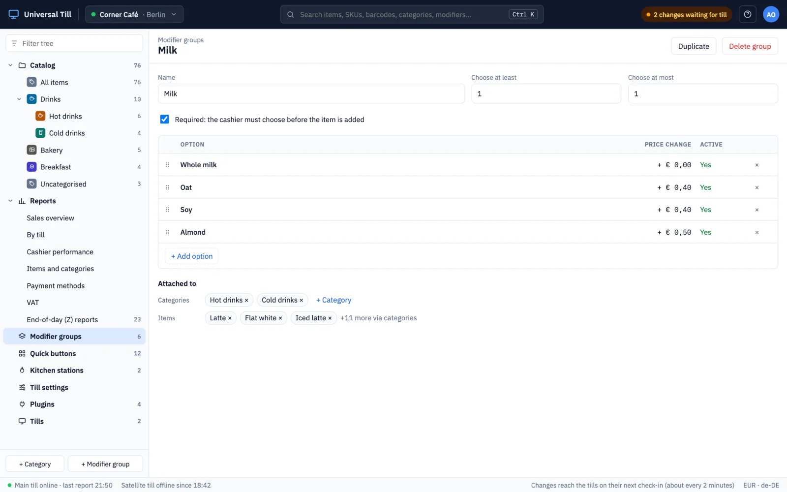 Options and add-ons